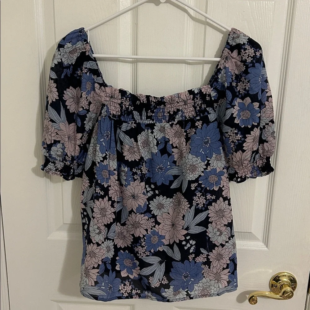 J. Crew Squareneck Puff-sleeve Top Liberty London Zinnia Floral NWT Size Large
